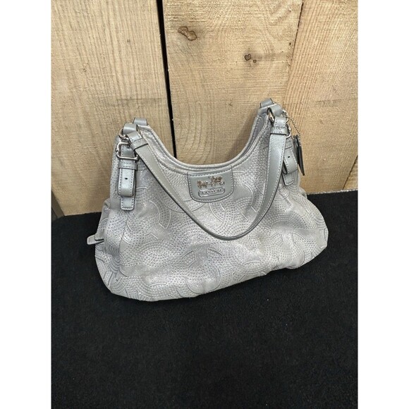 Coach Madison Maggie Stitched Gray Metallic Leather Bag No. F1126-18766 - Picture 2 of 16